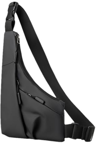Mimoqk Brusttasche für Damen und Herren, auf der Brust, verschleißfeste wasserdichte Brusttasche, sichere Lauftaschen Verstellbare Schultergurte Bequem für aktiven Lebensstil, Schwarz ,