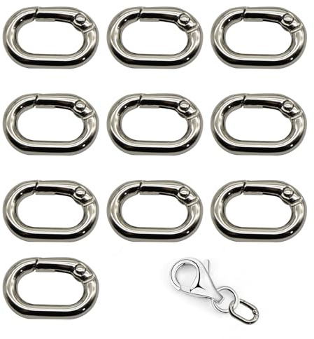 10 pezzi di chiusura ovale a moschettone, mini moschettone, anelli a molla, con fibbia ovale a molla, moschettone, chiusure per collane e chiusure per borse, accessori fai da te