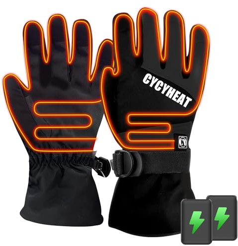 Beheizbare Handschuhe Kinder – wasserdichte Skihandschuhe Jungen & Mädchen mit Verbesserter Heiztechnologie und 5000mAh Akku (Fingerhandschuhe - Schwarz, L/XL (mit 5000 mAh Akku))