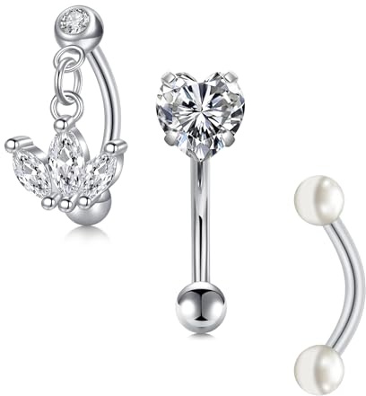 LAURITAMI Augenbrauen Piercing Banane 8mm Edelstahl 1.2mm Curved Barbell Helix Tragus Cartilage Ohr Piercing
