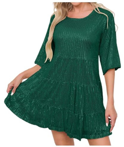 Caxndycing Pailettenkleider für Damen Abendkleid Lang Glitzer Ballkleid mit Rüschen Saum Kleid Festliche Kleider für Hochzeit Partykleid Elegant Cocktailkleid Abendkleider Hochzeit