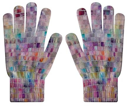 HZCRAES Strickhandschuhe Für Den Für Damen – Bunter Wanddruck,Touchscreen-Vollfingerhandschuhe Mit Aquarell-Wanddruck,Hautfreundliche,Winddichte Handschuhe Für Herren Im Herbst Und Freizeit,Für Die
