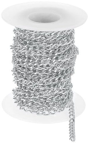 QUARKZMAN 5m Catena a Maglie in Alluminio, Catena a Maglie Cavo Ovale Placcata a Rulli per Creazione di Artigianato Fai da Te, 5x4x1mm, Argento