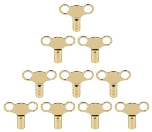 Solid Brass 5mm Universal Radiator Bleed Key, 10 Pack – Heavy Duty Valve Clock Key for Air Venting and Bleeding UK Radiators, Easy-to-Use Plumbing Tool for Central Heating Systems