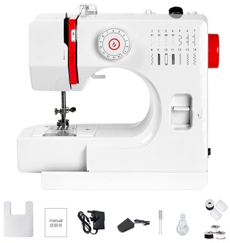 Letcart Sewing Machine, 728 14-Stitch Electric Mini Sewing Machine with Extension Table, Portable Lightweight Sewing Kit Household Electric Mini Machine, Suitable for Home Diy, Crafts, Beginners