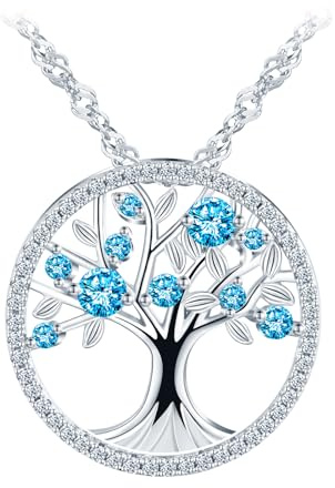INFINIONLY Élégant Collier pendentif en argent 925 pour femme fille collier arbre de vie avec zircone avec chaîne de 45cm