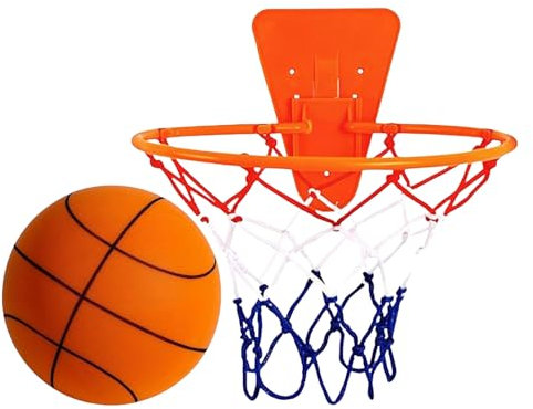 Soft Foam Ball Basketball Cimeser Sport Ball Leise Basketball Basketball Set | Kompakte Größe mit ruhiger Rückkehr Trainingsball für Zuhause, Fitnessstudio, Wohnung, Assem