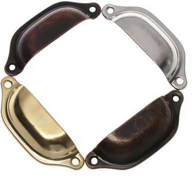 WUZIA Schubladenknöpfe aus antikem Messing, 98 mm, für Möbelbeschläge, 4 Stück
