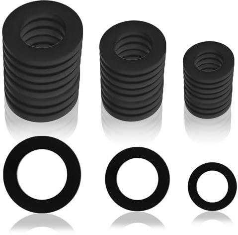 24 Pcs Rubber Hose Washer Tap Sealing Rings, Tap Connector Washer, O Rings for Hose Connectors for Shower Hoses Tap Connector, 1/2 Inch, 3/4 Inch, 25 mm (1.00 Inch), Black 24 Pcs Pipe Fittings