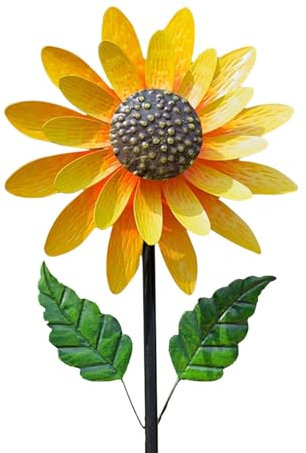 Sunflower Windmill, Viento Metal Cinético Doble Dirección Girasol Molinillos Rehiletes De Jardín Patio Jardín Césped Y En Cualquier Lugar Aire Libre