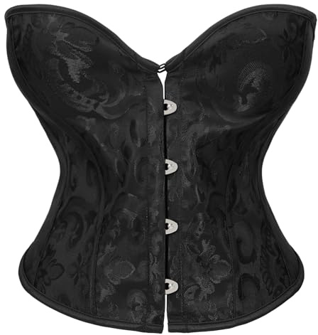 VONMELLI Corsetto Donna Sexy Bustier Corsetto Top Lace Up Overbust Shapewear Lingerie Costume Cosplay per Halloween, Carnevale e Feste Nero S