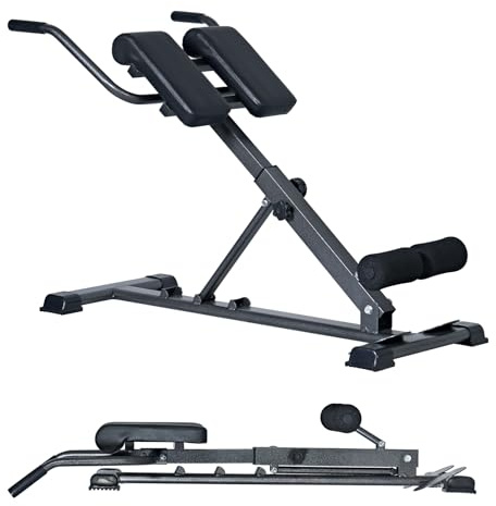 SDHYLRömischer Stuhl für Core & Back Training, Verstellbarer Römischer Stuhl Core Trainer Home Gym Ausrüstung, Roman Chair Rückentrainer mit PU Lederkissen, 104x58x93cm, Grau