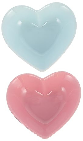 NAMOARLY Cuencos de Cerámica Forma de Corazón, 2 Piezas, Azul | Fruta y Helado, Uso en Postres y Restaurantes, Diseño Creativo, Fácil de Limpiar