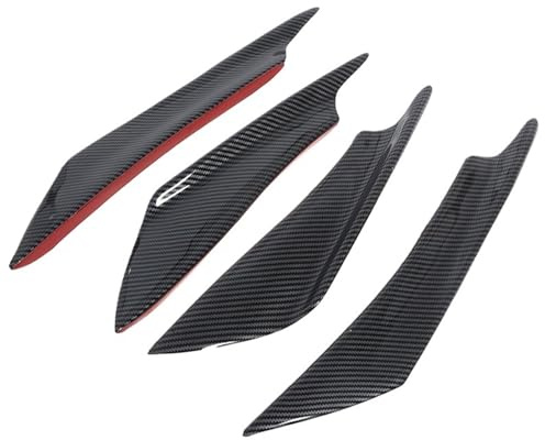 Pare-Chocs Avant Spoiler Avant Universel Lot de 4 ailerons latéraux de Pare-Chocs Avant universels Noirs(Carbon Fibre)