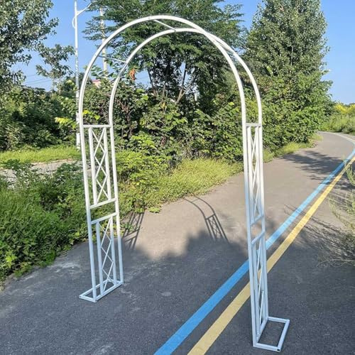 Arche de jardin en métal robuste pour roses et plantes grimpantes, treillage extérieur de 180 x 230 cm, pour décoration de jardin, tonnelle blanche durable, parfaite pour les expositions florales et