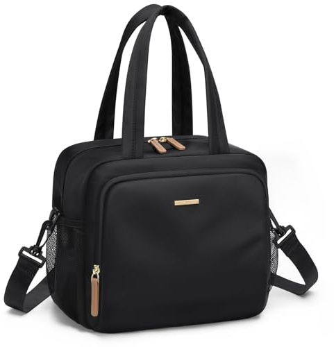 Bolsas de almuerzo aisladas GOLF QUALITY para mujeres, bolsa de almuerzo acolchada y desmontable impermeable ligera, bolsa de almuerzo reutilizable para el trabajo, picnic y viajes, negra