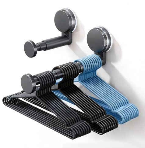 DBAILY Gancho con ventosa, 2 unidades organizador de perchas con ventosa, extensible, montaje en pared, estante de almacenamiento para dormitorio y lavandería
