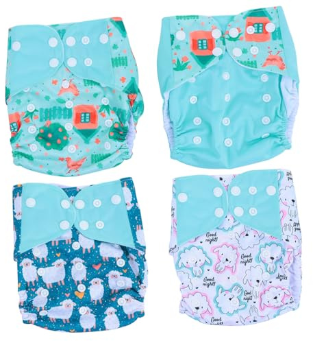 COMPUKAS 4 Stück Atmungsaktive Babywindelhosen Verstellbar mit Einlagefach aus Hautfreundlichem Material für Kleinkinder Töpfchentraining