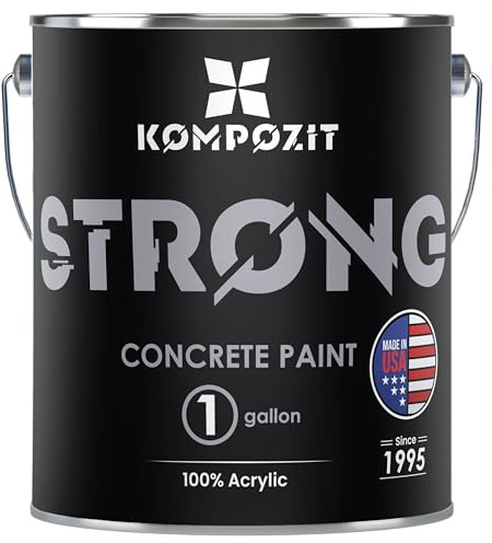 KOMPOZIT Dove Gray Concrete Floor Paint 1 Gallon | Satin Finish | Interior/Exterior - 100% Acrylic, Self-Priming, Hot Tire Resistant – for Garage, Driveway, Patio, Basement, Pool Deck (1 Gallon)
