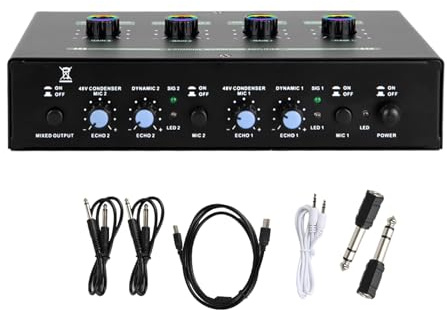 WKabnkn Amplificateur auditif à sources multiples avec effet inversé Durabilité Corps en métal pour utilisation en extérieur Amplificateur de karaoké