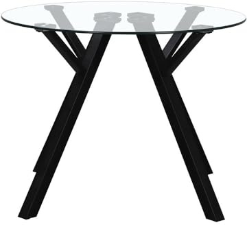Mesa redonda de cristal templado y metal negro de 100 cm de diámetro | Capacidad para 4 personas. Diseño elegante y moderno, ideal para optimizar espacios compactos en cocinas y comedores.