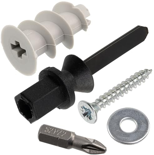 AERZETIX – Kit di fissaggio per cartongesso: 10 tasselli Ø13x22 mm con strumento di posa + 10 viti per legno Ø3.5x25 mm + 10 rondelle larghe M4 + 1 punta a cacciavite PZ2 (1/4x25 mm)