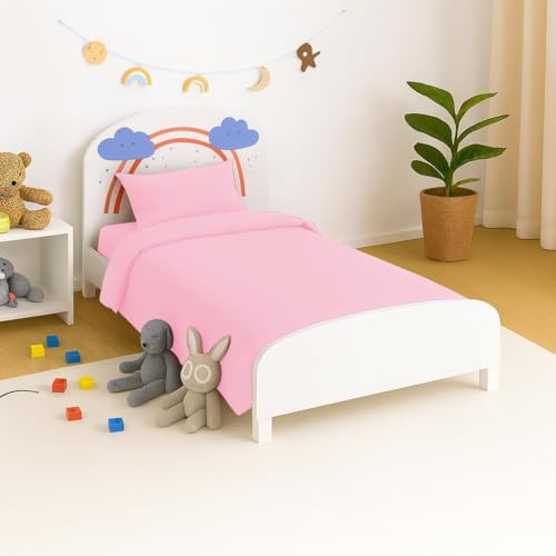 crazypriceuk Parure de lit 2 pièces pour lit de bébé - Housse de couette 120 x 90 cm et taie d'oreiller (60 x 40 cm) - 100 % coton, doux, lavable et respirant, pour bébé, tout-petit et nourrisson