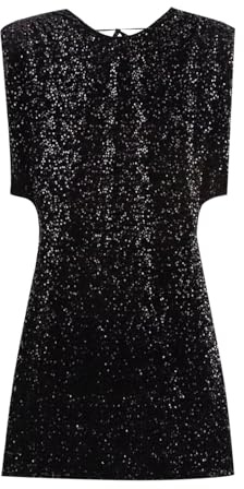 Générique Robe à Paillettes pour Femmes Robe Courte en Velours à Paillettes for Femmes avec épaulettes col Rond Dos Nu sans Manches Ligne A, Robes Courtes for Femmes pour Cocktail