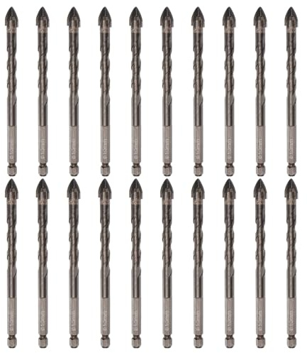 QUARKZMAN 20 pz Punta Per Muratura Titanio, 10mm Punta Per Cemento Punta Per Piastrelle Con Codolo Esagonale 1/4 Lunghezza 120mm Per Piastrelle Marmo Vetro Specchio Cemento Mattone