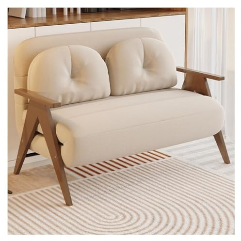 Bäddsoffa Konvertibel loveseat bäddsoffa, justerbar sovfåtölj med for små utrymmen(Khaki,126cm)