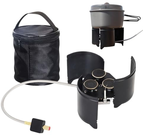 Réchaud de camping – Réchaud de camping portable 5000 W | Cuisinière coupe-vent pliable en céramique résistante à la chaleur pour les voyages | Camping-car BBQ grillades, cuisinière à gaz puissante av