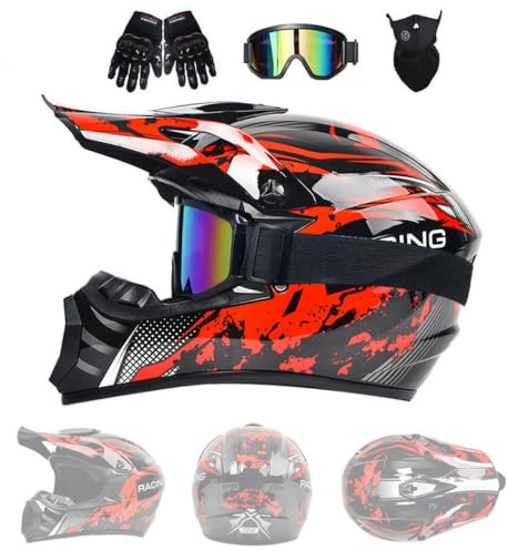 Unisex Motocross Helmet with Goggles Gloves Mask