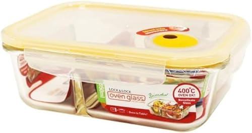 Lock & Lock Frischhaltedose aus Glas mikrowellengeeignet - Oven Glass - Für Backofen, Mikrowelle & zum Einfrieren - Mikrowellengeschirr, 630 ml