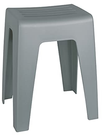 WENKO Badrumspall Kumba, högkvalitativ pall i modern design av plast i tung kvalitet, sittpall kan belastas upp till 120 kg, perfekt för badrum och gästtoalett (B x H x D) 38 x 47 x 32 cm, grå