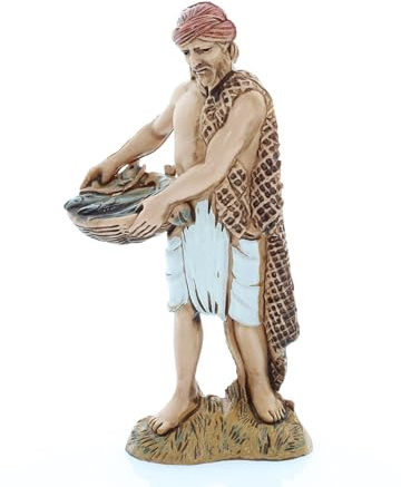 Moranduzzo Fischhändler Höhe 9,2 cm für Krippe 10 cm – Standard 10 – Unzerbrechlich, Arabischer Stil, Handbemalt, Offiziell, Made in Italy, Bildhauer M. Landi