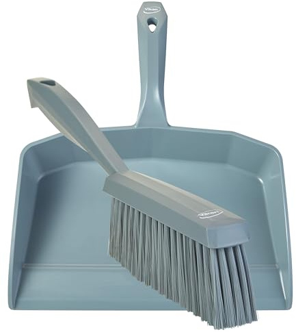 Vikan 5660_4587 Dustpan and Brush Set Sweeping Shovel Soft Bristle Hygienic (Grey)