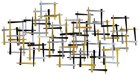 KunstLoft Wanddeko Metall | 100% HANDGEFERTIGT | 108x60x4cm | Wandbild Metall 'Fantastische Reise' | Abstrakte Skulpturen | Gold Grau | Wandskulptur | Metalldeko Wand Wohnzimmer