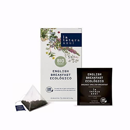 LA TETERA AZUL Té Negro English Breakfast. Infusión Estimulante. Caja De 20 Pirámides.