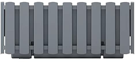 Prosperplast Boardee Fencycase Blumenkasten Balkonkasten Blumentopf Pflanzkasten Rustikales Design für Innen- und Außenbereich (580 mm Länge, Grau)
