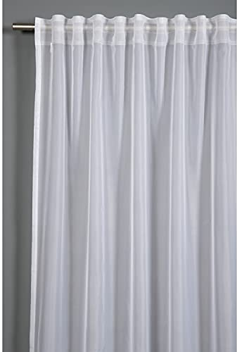 Gardinia Vorhang mit verdeckten Schlaufen und Gardinenband, Lichtdurchlässig, Transparent, Gardine Voile Uni, Weiß, 450 x 245 cm