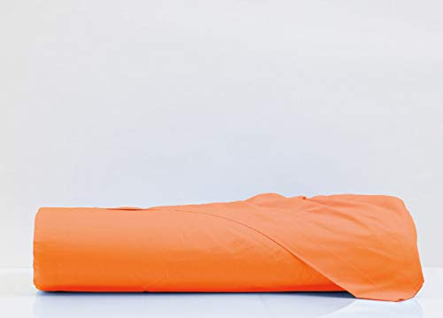 Web Linge de lit en Lin 250 x 300 cm, 100% Coton, Teint uni, Orange