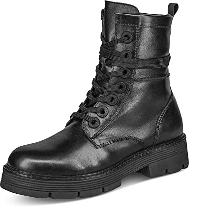 MARCO TOZZI Botines de Piel con Cordones para Mujer 2-2-25286-29, Botas Cortas al Tobillo, Color Negro, 37 EU