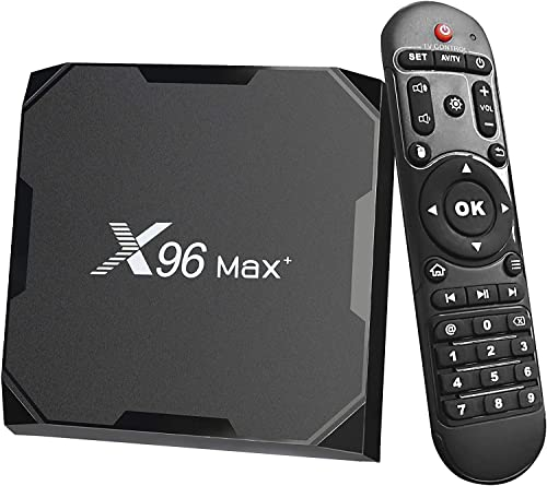 X96 Max plus Smart TV Box 4GB 32GB Android TV Box 9.0 Amlogic S905X3 Quad Core Media Box, Support 4K/3D/2.4 & 5G WiFi/BT 4.0/HDMI 3.0 Lan Smart Media Player with Remote Control
