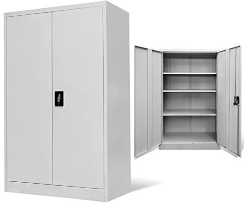 Festnjght Armario archivador Armario Metalico Armario Oficina Muebles Oficina con 2 Puertas y estantes Ajustables 90x40x140 cm Gris