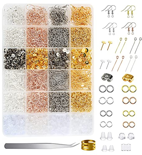 RANJIMA Ohrringe Selber Machen Set, 3600 Stück Schmuck Selber Machen set Schmuckherstellung Reparatur von Ohrringen Armband Halskette DIY Anfänger jewelry Making Kit für Erwachsene