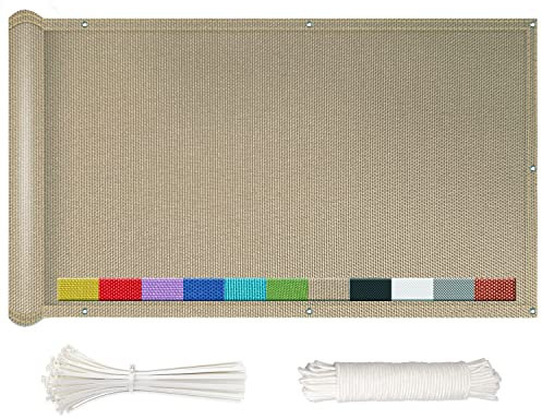 NKADNB Balkon Sichtschutz 85x650cm Hochblickdichte Balkonumspannung Leicht Transparent Wetterfest im Viele Größe und Farben wertiger Balkonsichtschutz, Sandfarbe