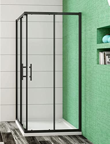 Aica Sanitär Duschkabine Eckeinstieg 80x80cm Duschabtrennung Schiebetür 6mm Nano Glas Dusche 195cm