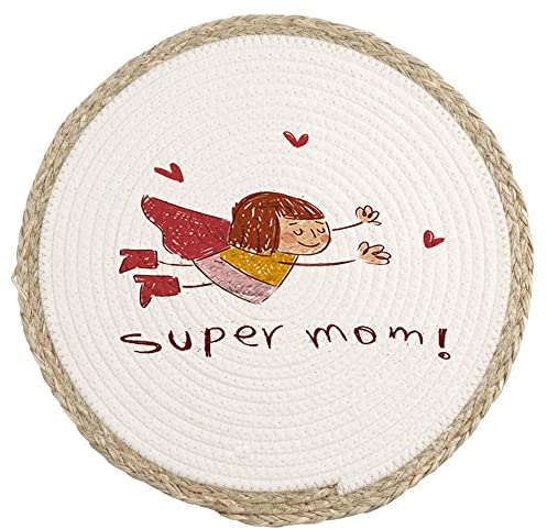 Generico Super Mamma - Super Mom Tovaglietta Alimentare in Vimini Personalizzata Idea Regalo Festa della Mamma 2023 Compleanno Natale Pasqua Sottopiatto Colazione Pranzo Cena Casa Ufficio Supereroina