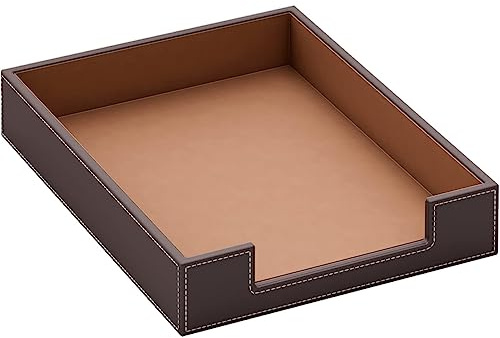 VOYUTHY Leder-Briefablage, eleganter Schreibtisch-Organizer für Bürobedarf, Post, Papier, Akten, Zeitschriften, perfekte Büroorganisation für den Schreibtisch (braun)
