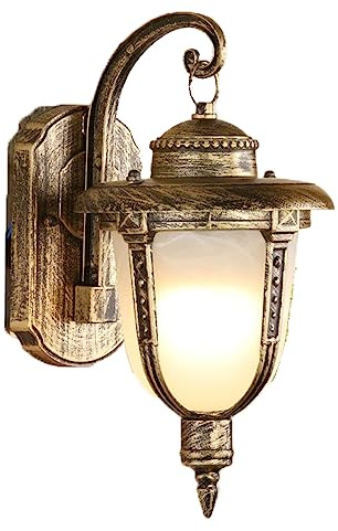 Chao Zan Vintage Außenlampe Rustikale Wandlampe, Wasserdicht IP44 Aluminiumguss und Glas Aussenleuchte, Retro E27 Landhaus Gartenlampe Wandleuchte Wasserdicht Metall, Hauseingang Hof Balkon Flur (A)